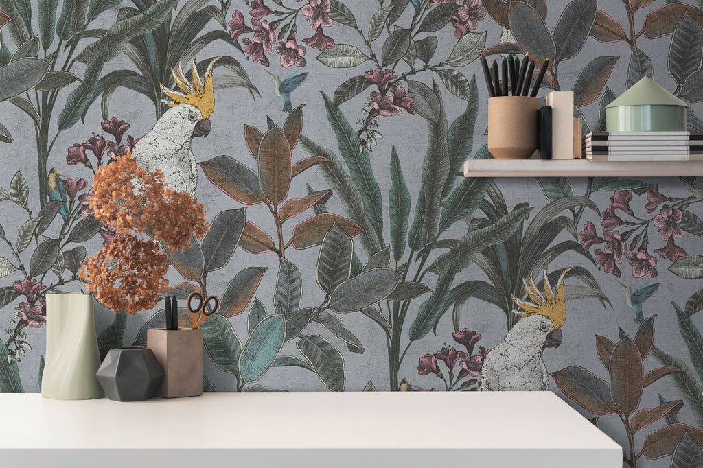 High-quality Non-woven Wallpaper Grey Jungle