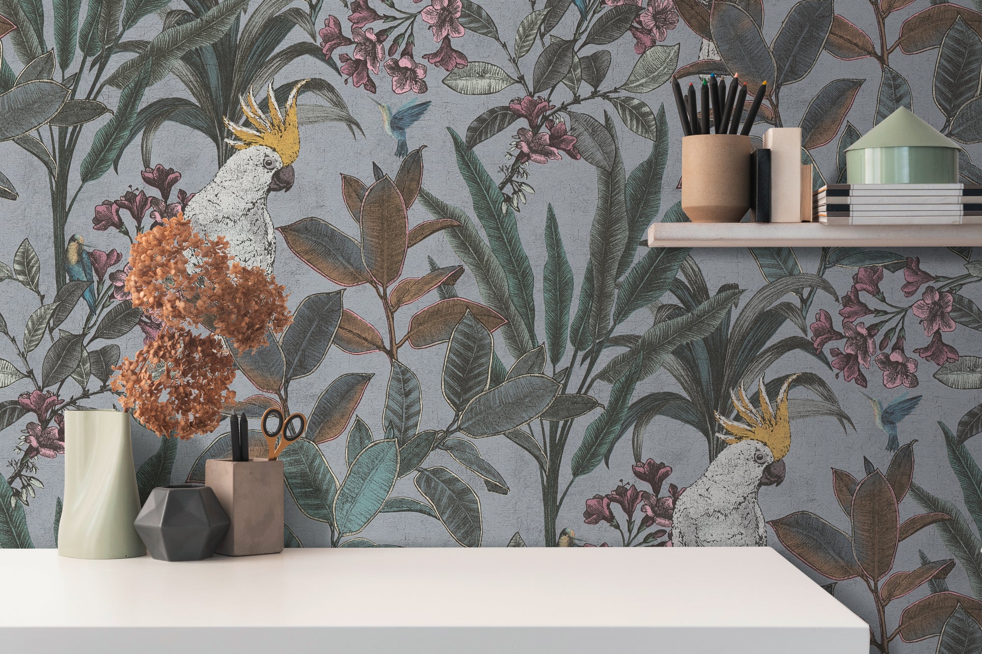 High-quality Non-woven Wallpaper Grey Jungle