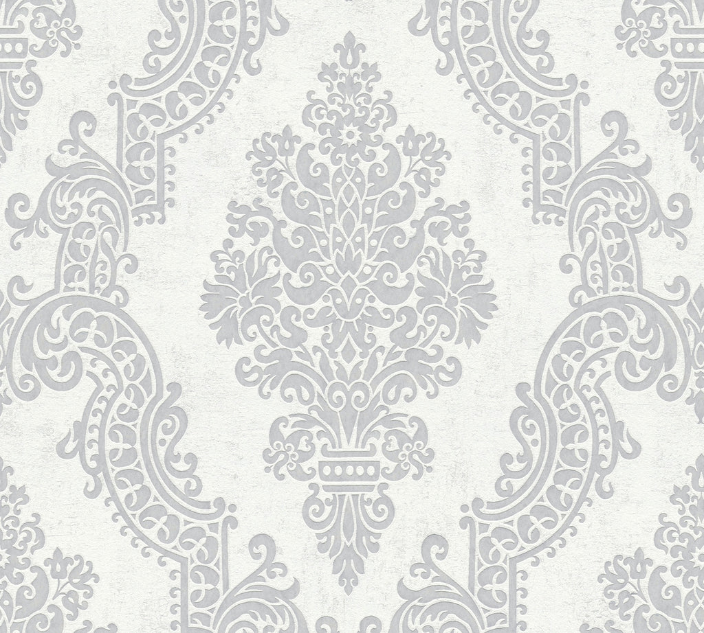 High-quality non-woven wallpaper White Baroque