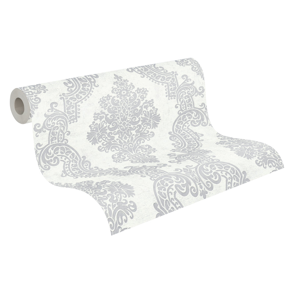 High-quality non-woven wallpaper White Baroque