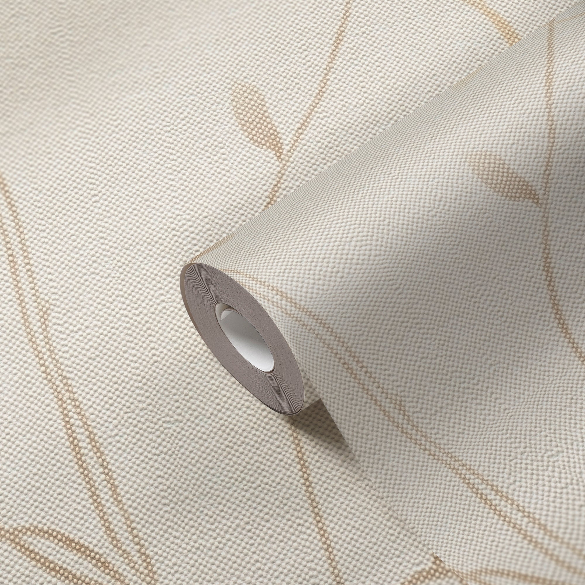 High-Quality Non-Woven Wallpaper Beige Leaves