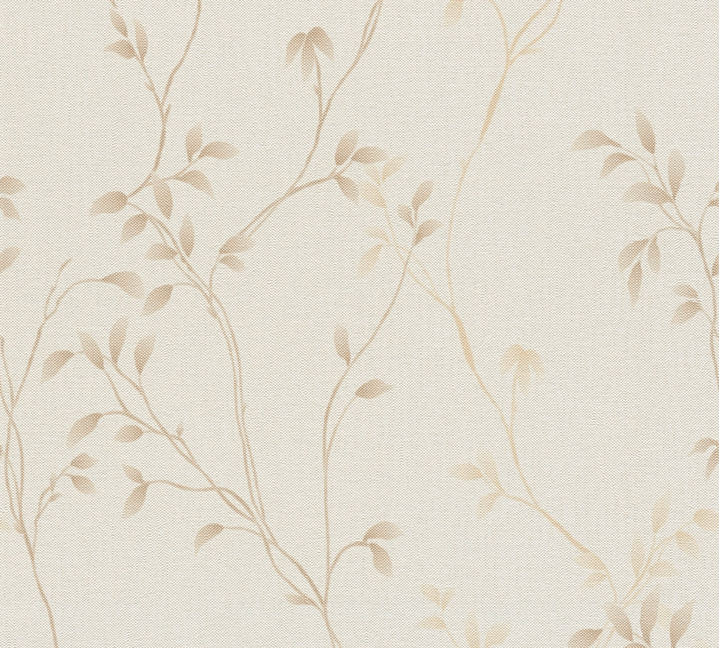 High-Quality Non-Woven Wallpaper Beige Leaves