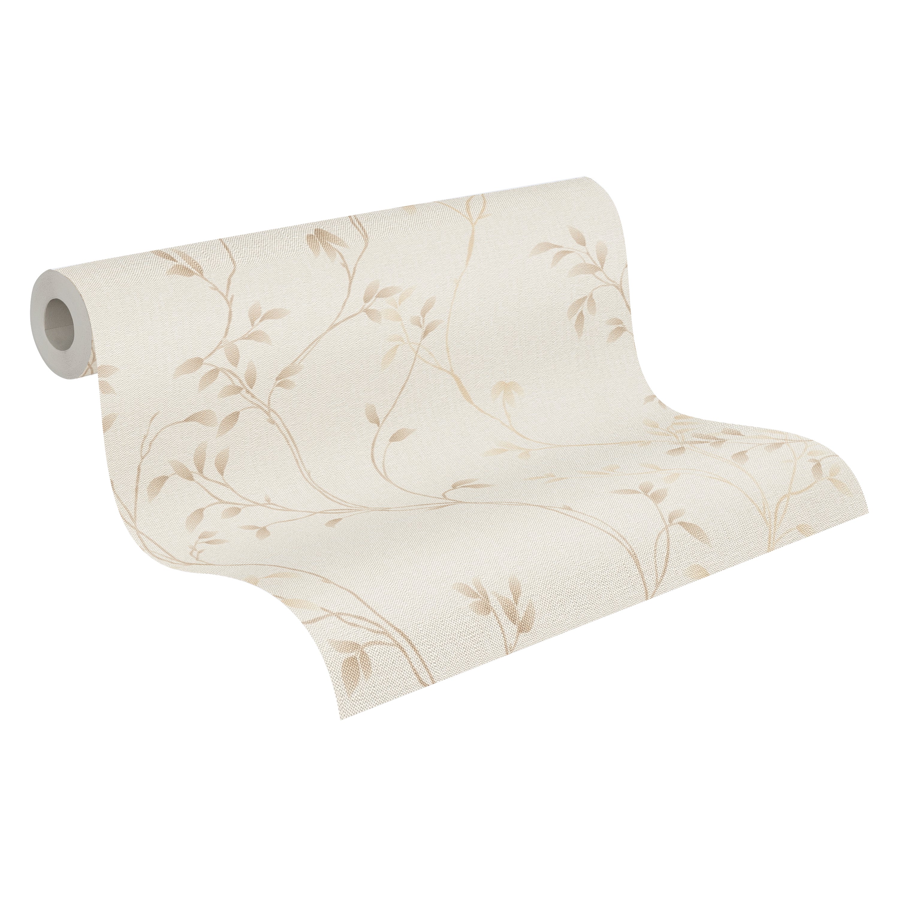 High-Quality Non-Woven Wallpaper Beige Leaves