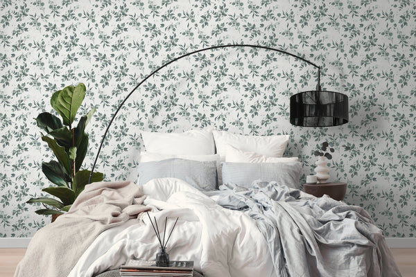 High-Quality Non-Woven Wallpaper White Floral