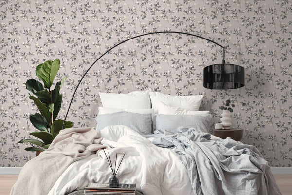 High-Quality Non-Woven Wallpaper Beige Floral