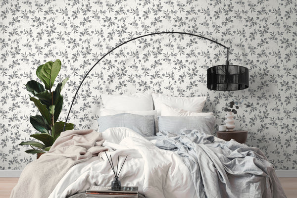 High-Quality Non-Woven Wallpaper White Floral