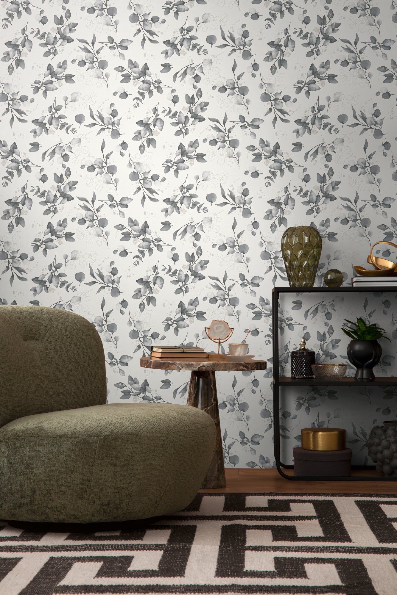 High-Quality Non-Woven Wallpaper White Floral