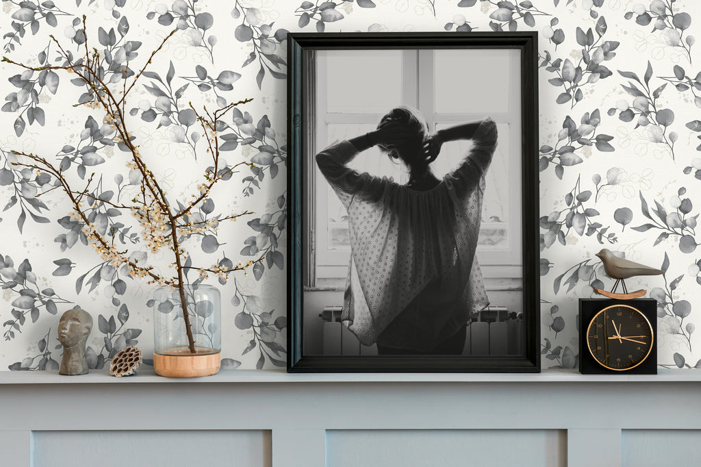 High-Quality Non-Woven Wallpaper White Floral
