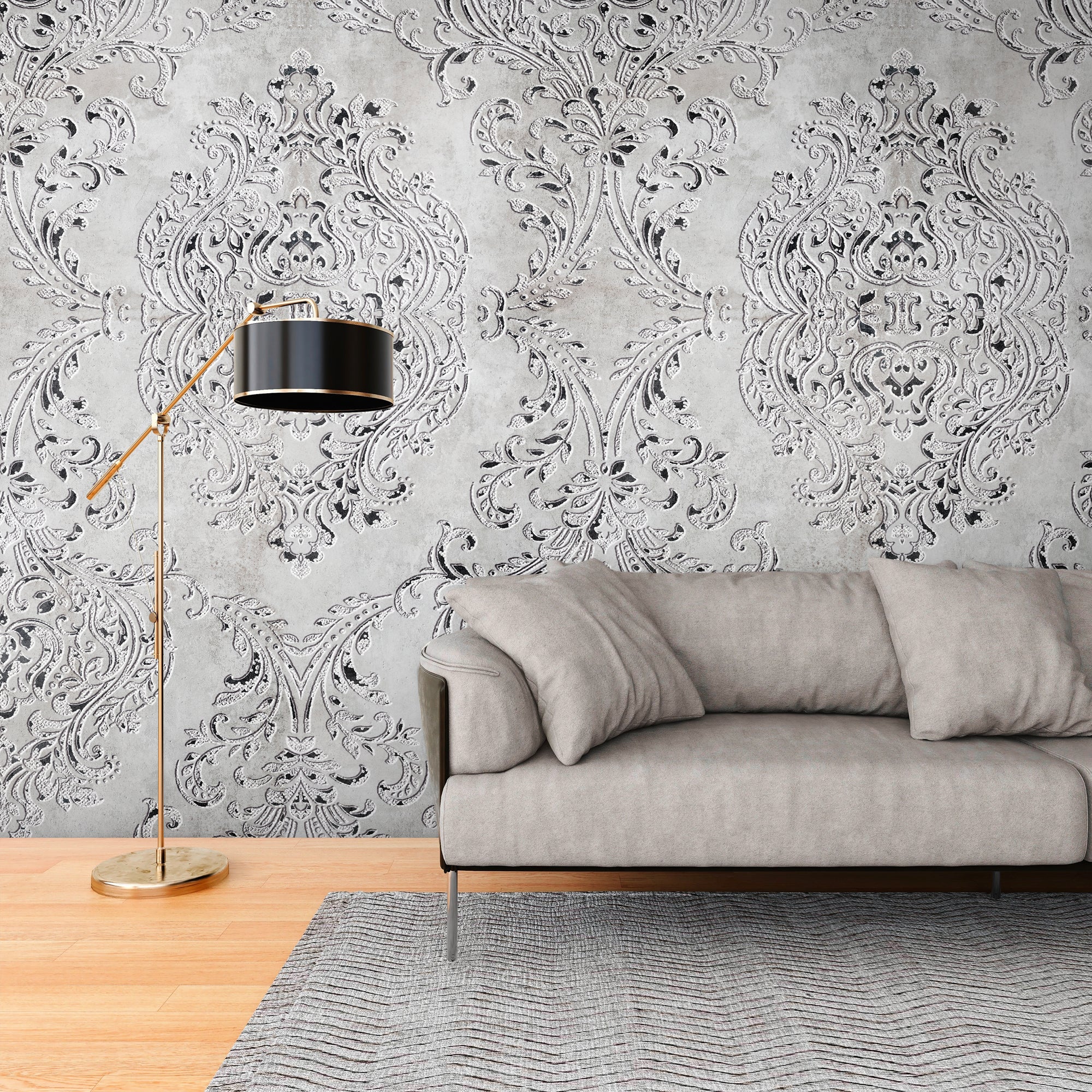 High-quality wallpaper from THE WALL III collection in grey 