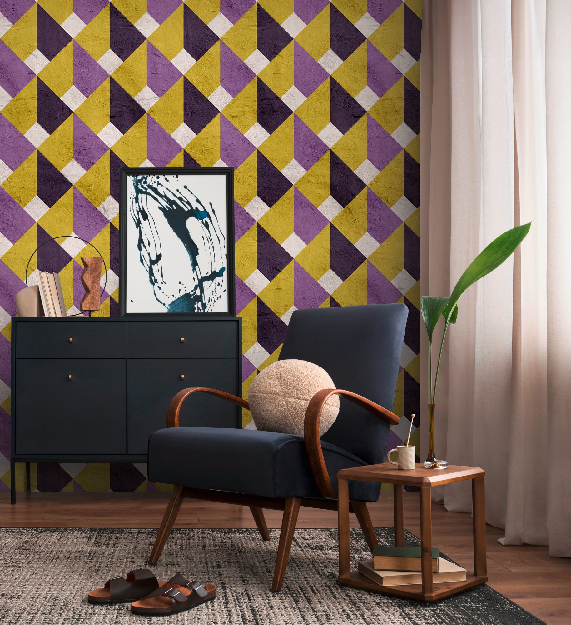 High-quality wallpaper from THE WALL III collection in violet 