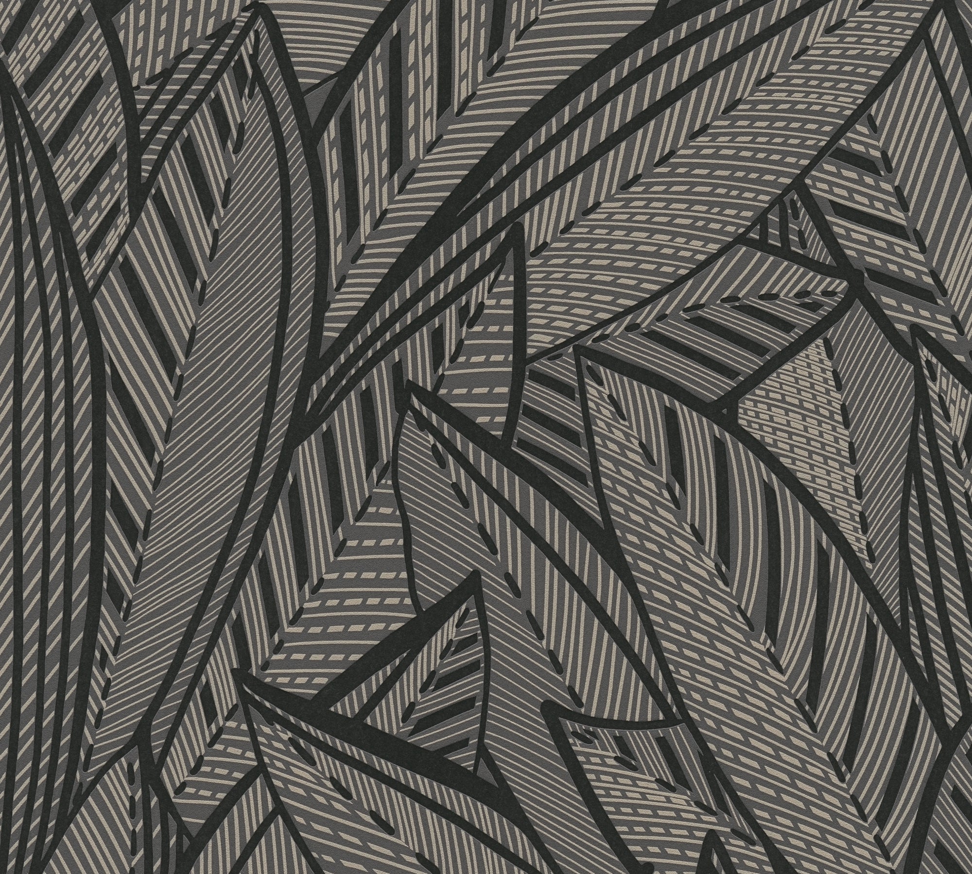High-Quality Non-Woven Wallpaper Black Leaves