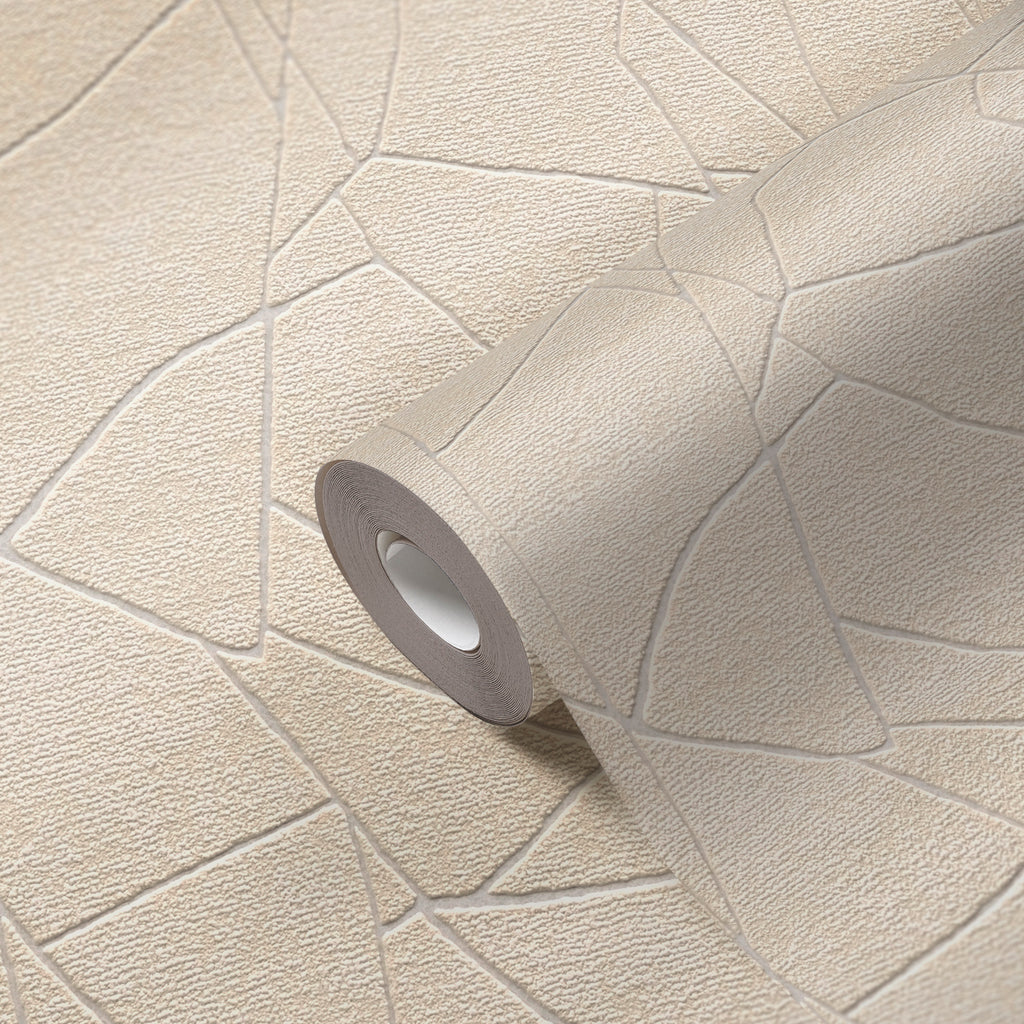 High-Quality Non-Woven Wallpaper Beige Graphic