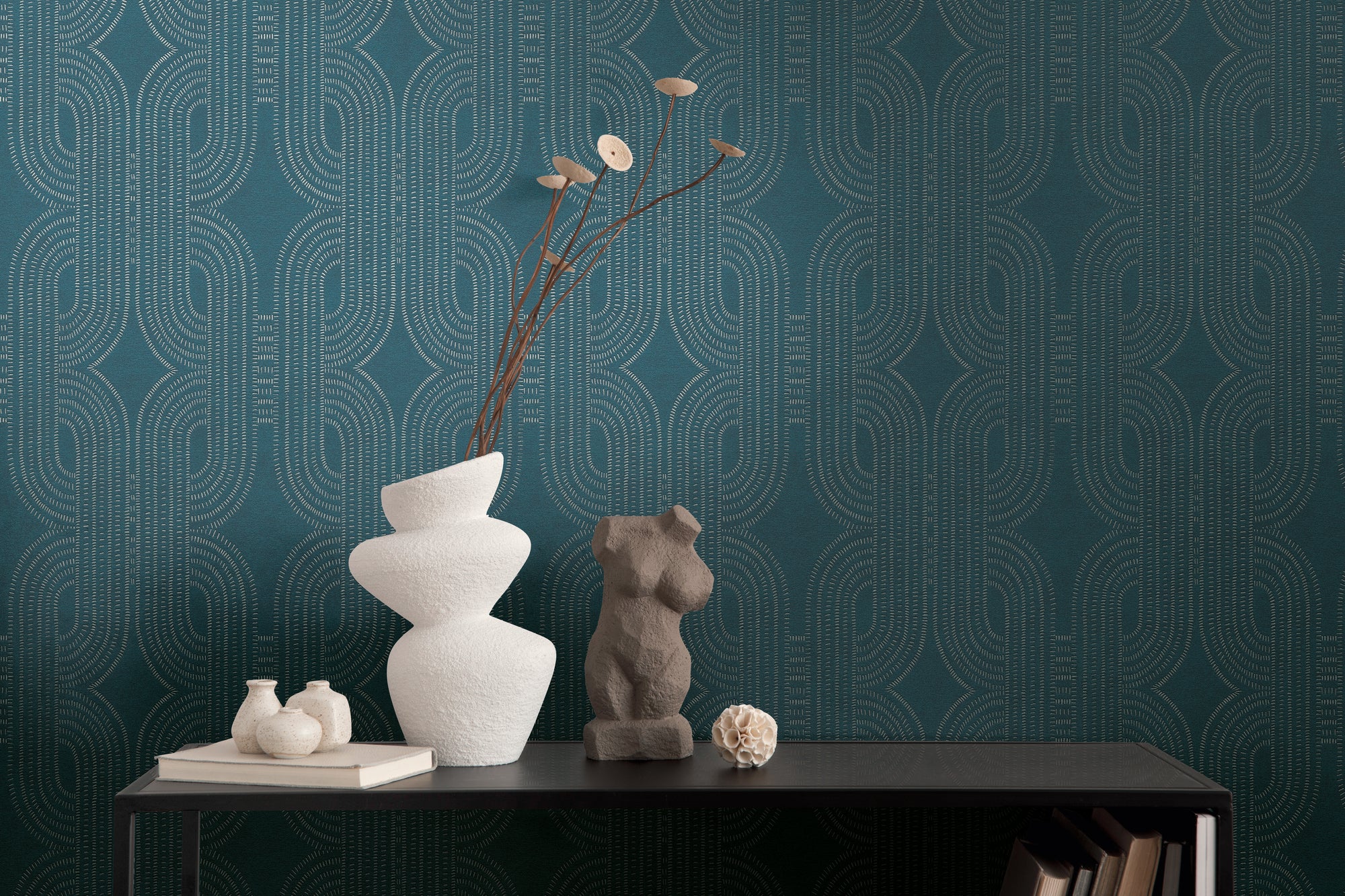 High-Quality Non-Woven Wallpaper Blue Graphic