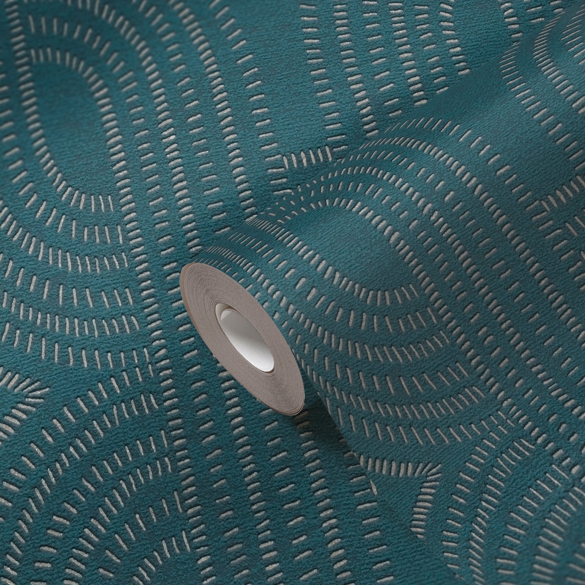 High-Quality Non-Woven Wallpaper Blue Graphic