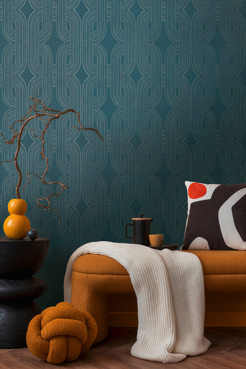 High-Quality Non-Woven Wallpaper Blue Graphic