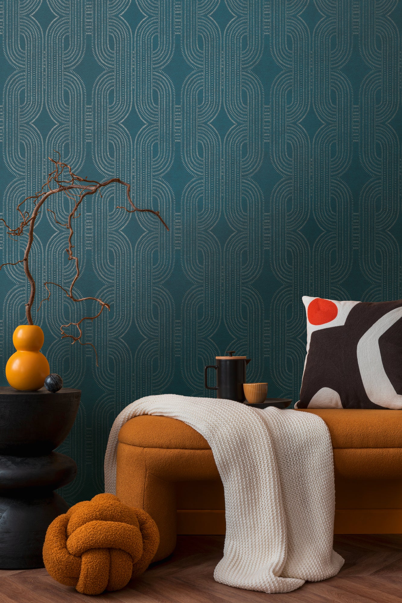 High-Quality Non-Woven Wallpaper Blue Graphic