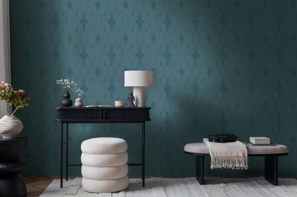 High-Quality Non-Woven Wallpaper Blue Graphic