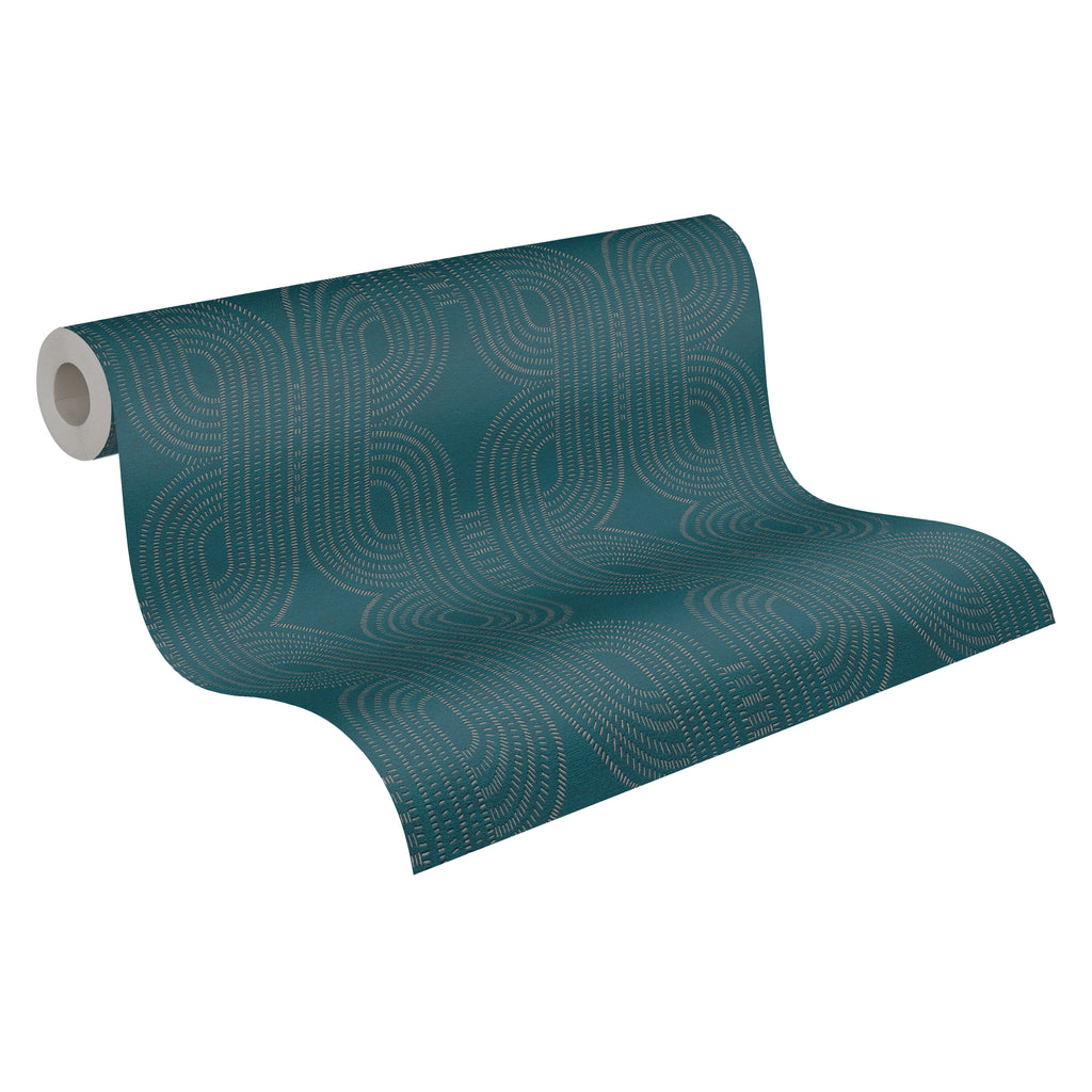 High-Quality Non-Woven Wallpaper Blue Graphic