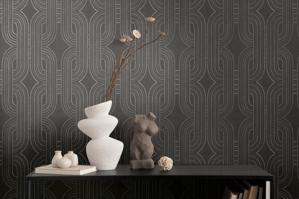 High-Quality Non-Woven Wallpaper Black Graphic
