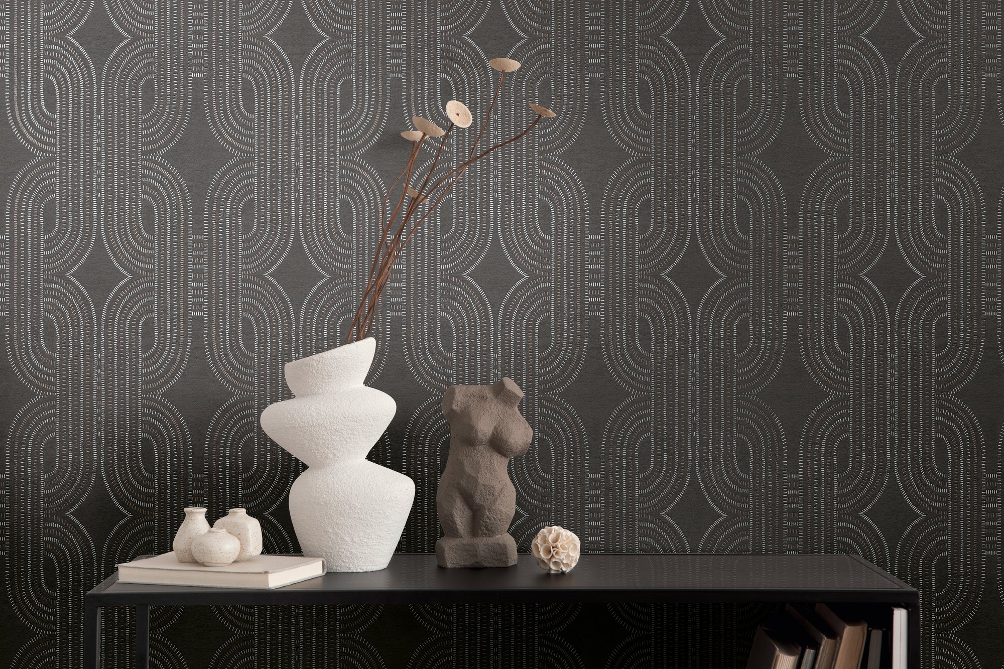 High-Quality Non-Woven Wallpaper Black Graphic