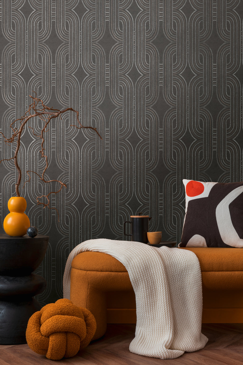 High-Quality Non-Woven Wallpaper Black Graphic