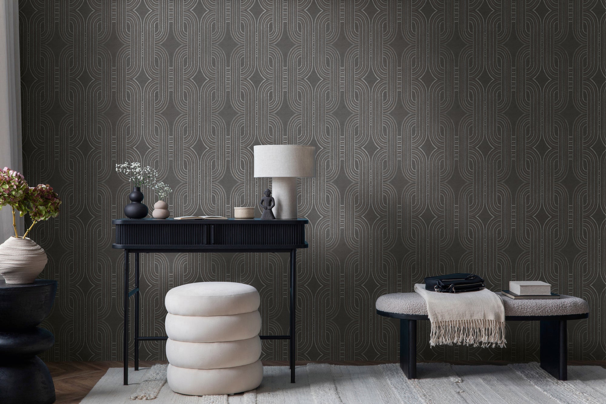 High-Quality Non-Woven Wallpaper Black Graphic