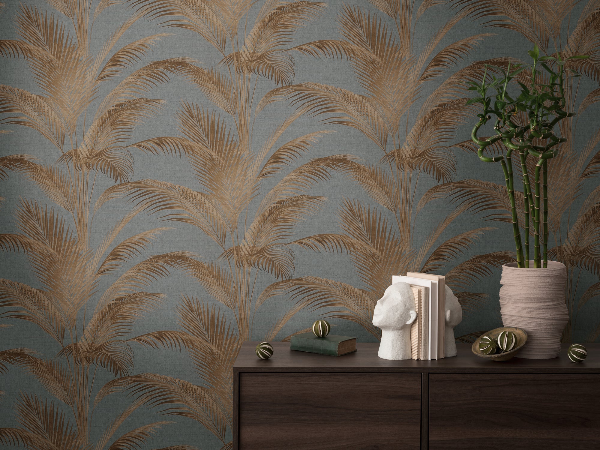 High-Quality Non-Woven Wallpaper Grey Floral