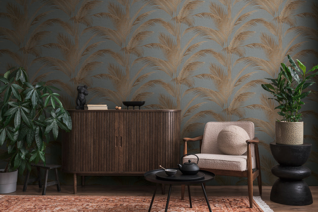 High-Quality Non-Woven Wallpaper Grey Floral
