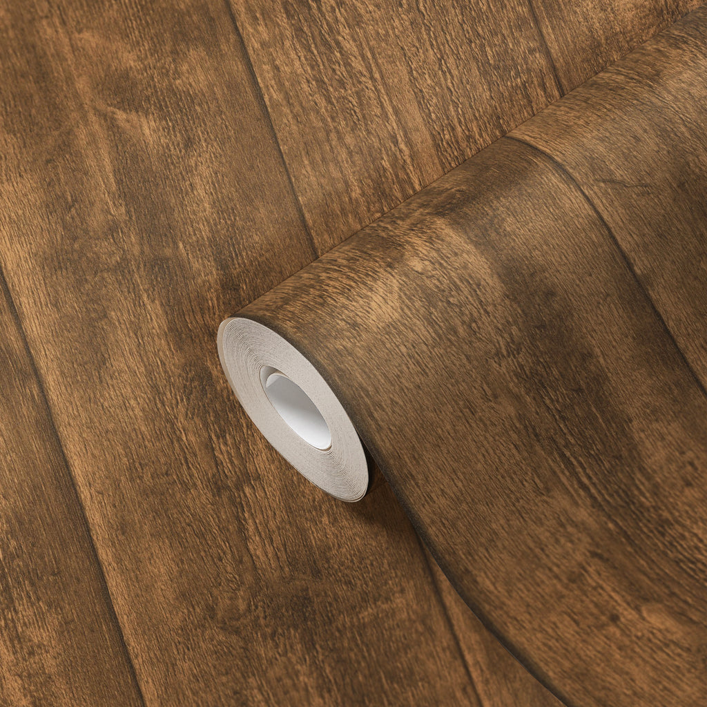 High-Quality Non-Woven Wallpaper Brown Wood Look