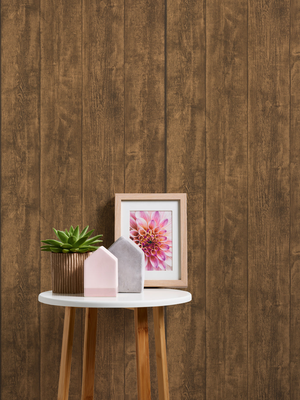 High-Quality Non-Woven Wallpaper Brown Wood Look