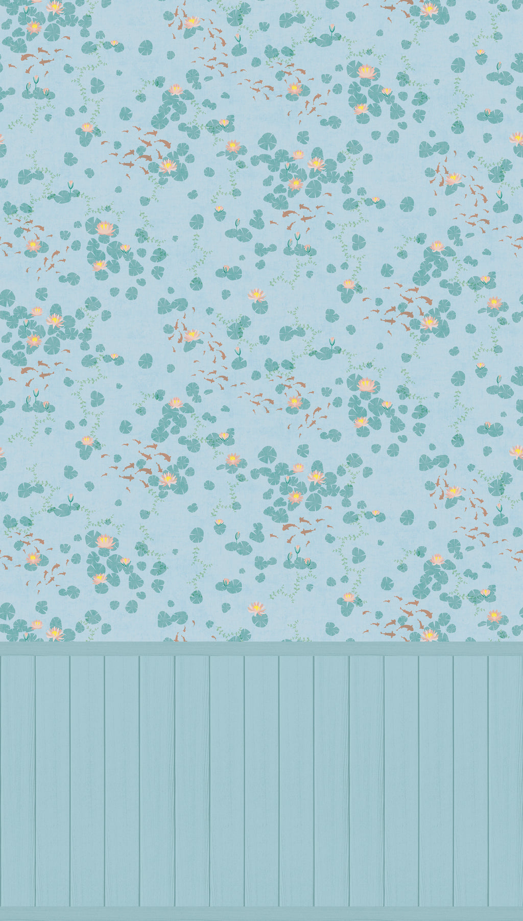 Hochwertige Fototapete Blau Blumenmuster