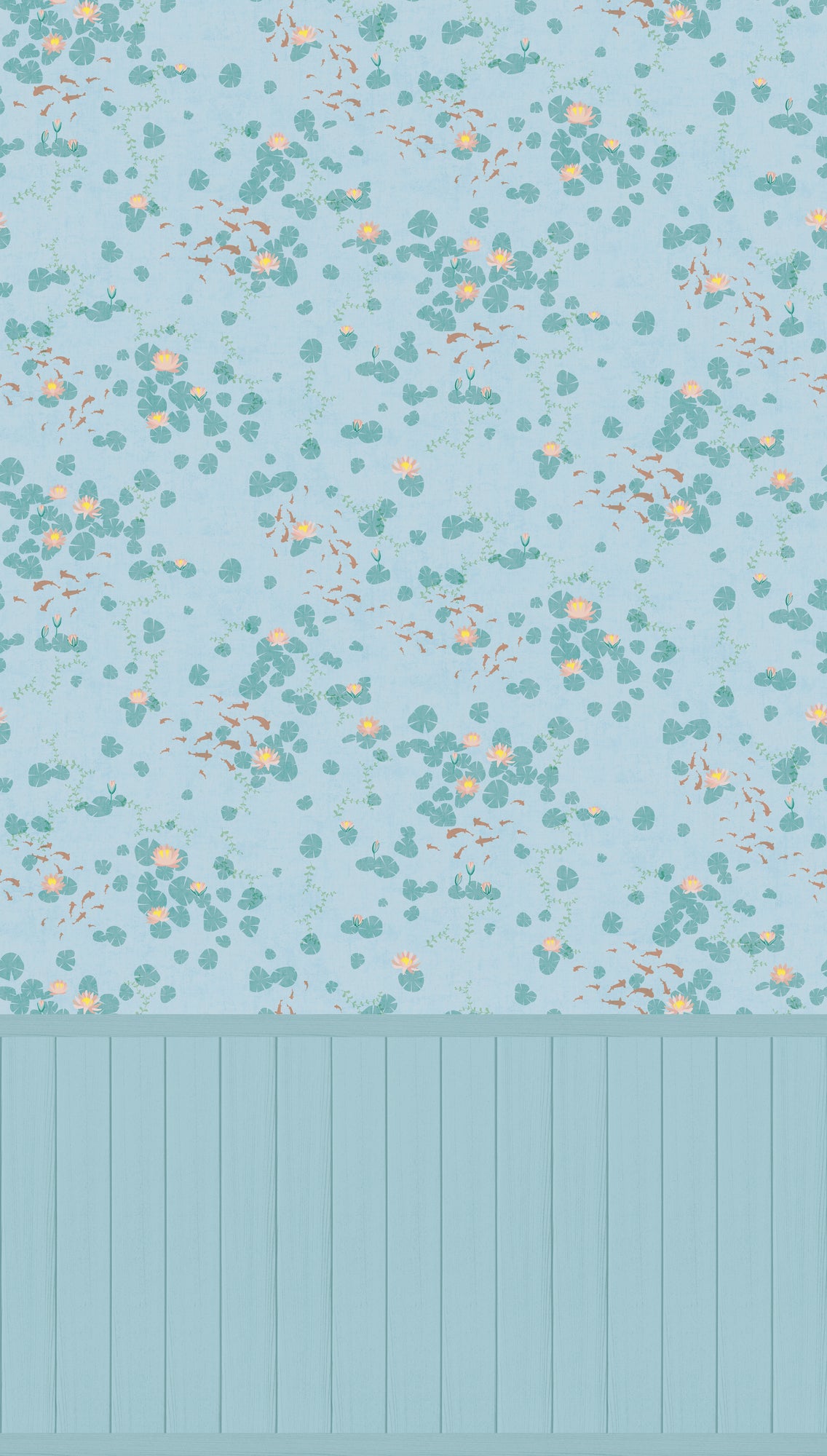 Hochwertige Fototapete Blau Blumenmuster