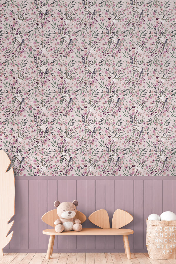 High-Quality Photo Wallpaper Beige Floral Pattern
