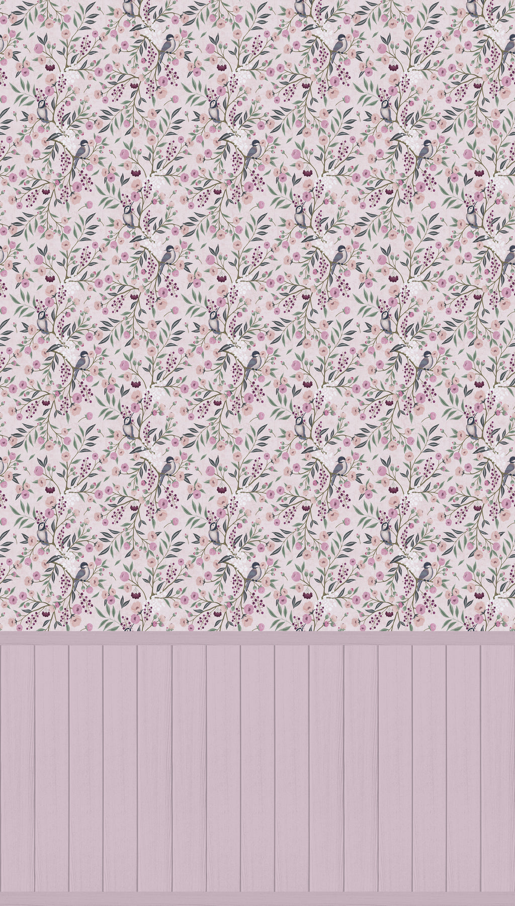 Hochwertige Fototapete Beige Blumenmuster