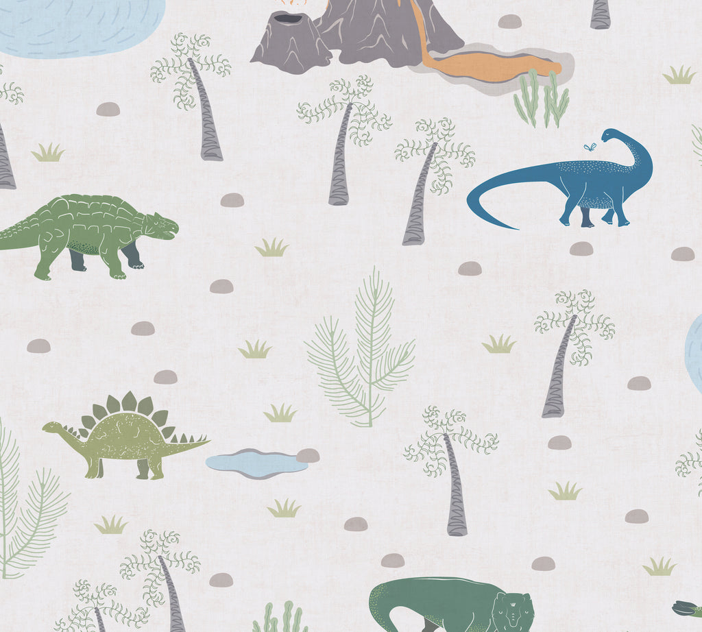 High-Quality Non-Woven Wallpaper Blue Dinosaurs
