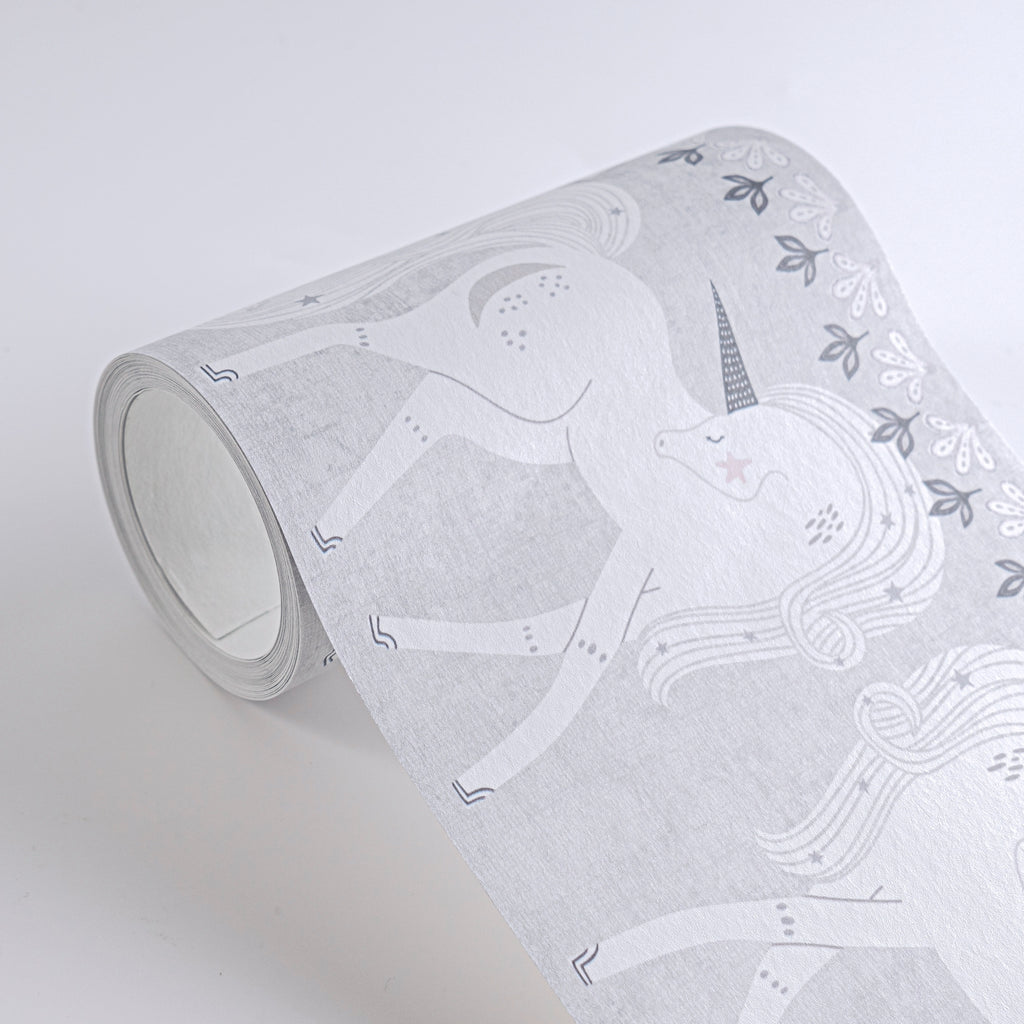 High-quality wallpaper from the children's room collection in grey. 