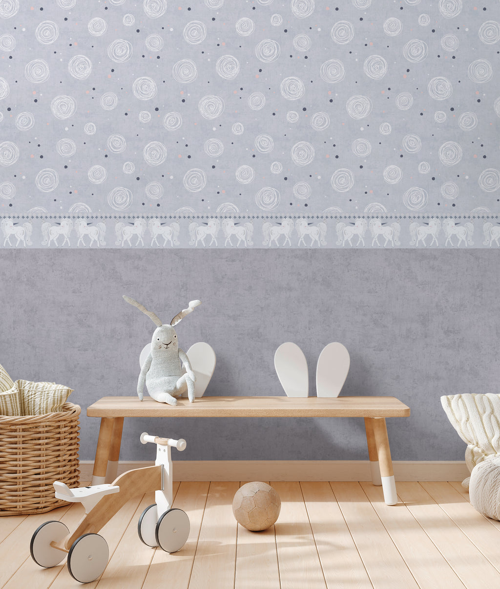 High-quality wallpaper from the children's room collection in grey. 