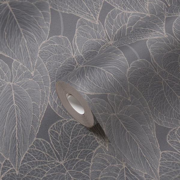High-Quality Non-Woven Wallpaper Grey Floral