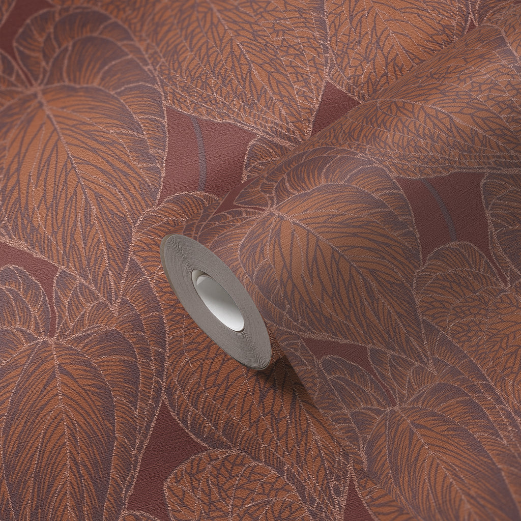 Hochwertige Tapete aus der Kollektion Daniel Hechter 7 in Rot Floral Blätter