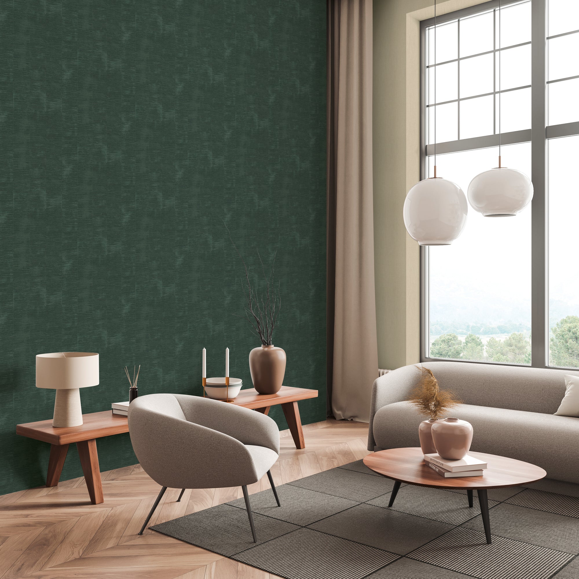 High-quality wallpaper from the Daniel Hechter 7 collection in green 