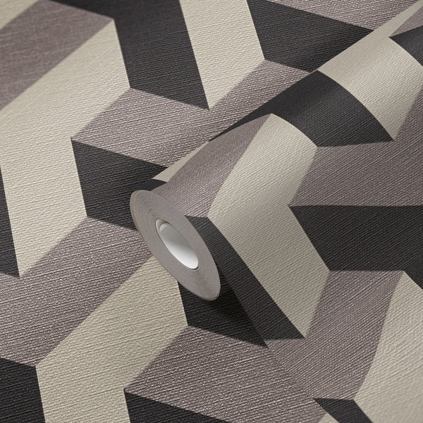 High-Quality Non-Woven Wallpaper Beige Graphic