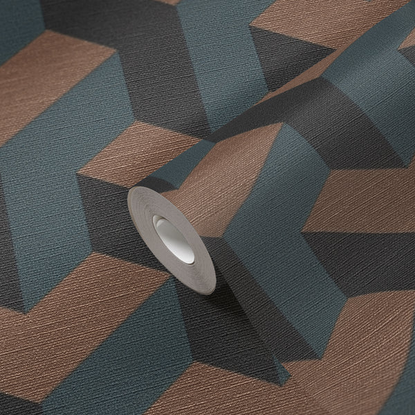 High-Quality Non-Woven Wallpaper Blue Graphic