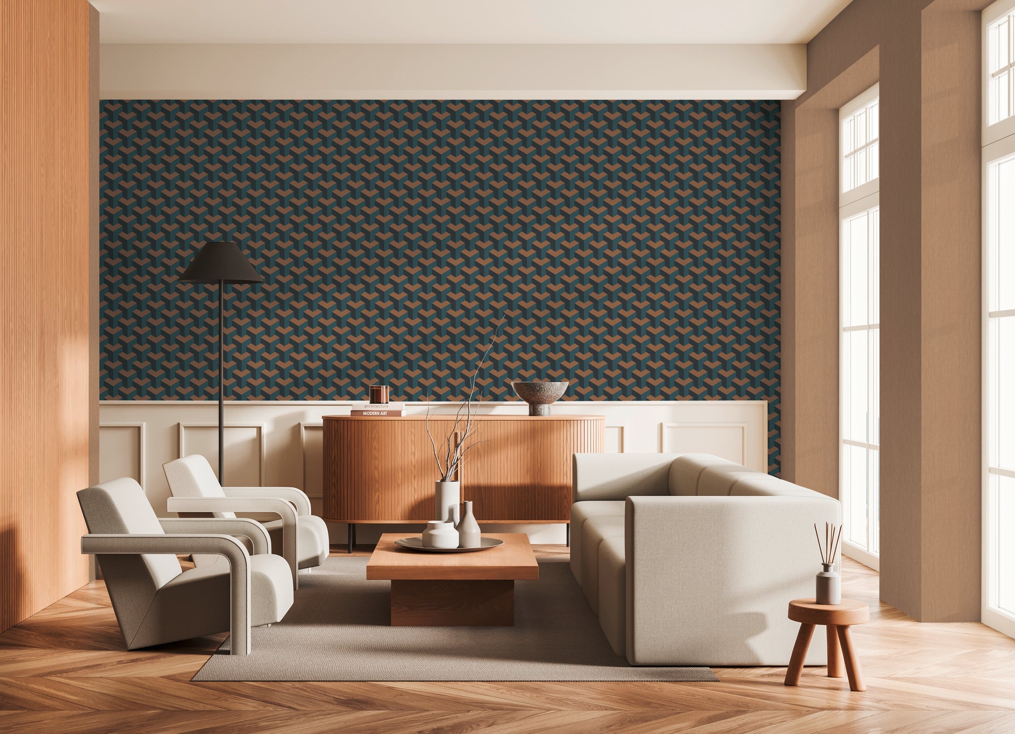 High-quality wallpaper from the Daniel Hechter 7 collection in blue. 