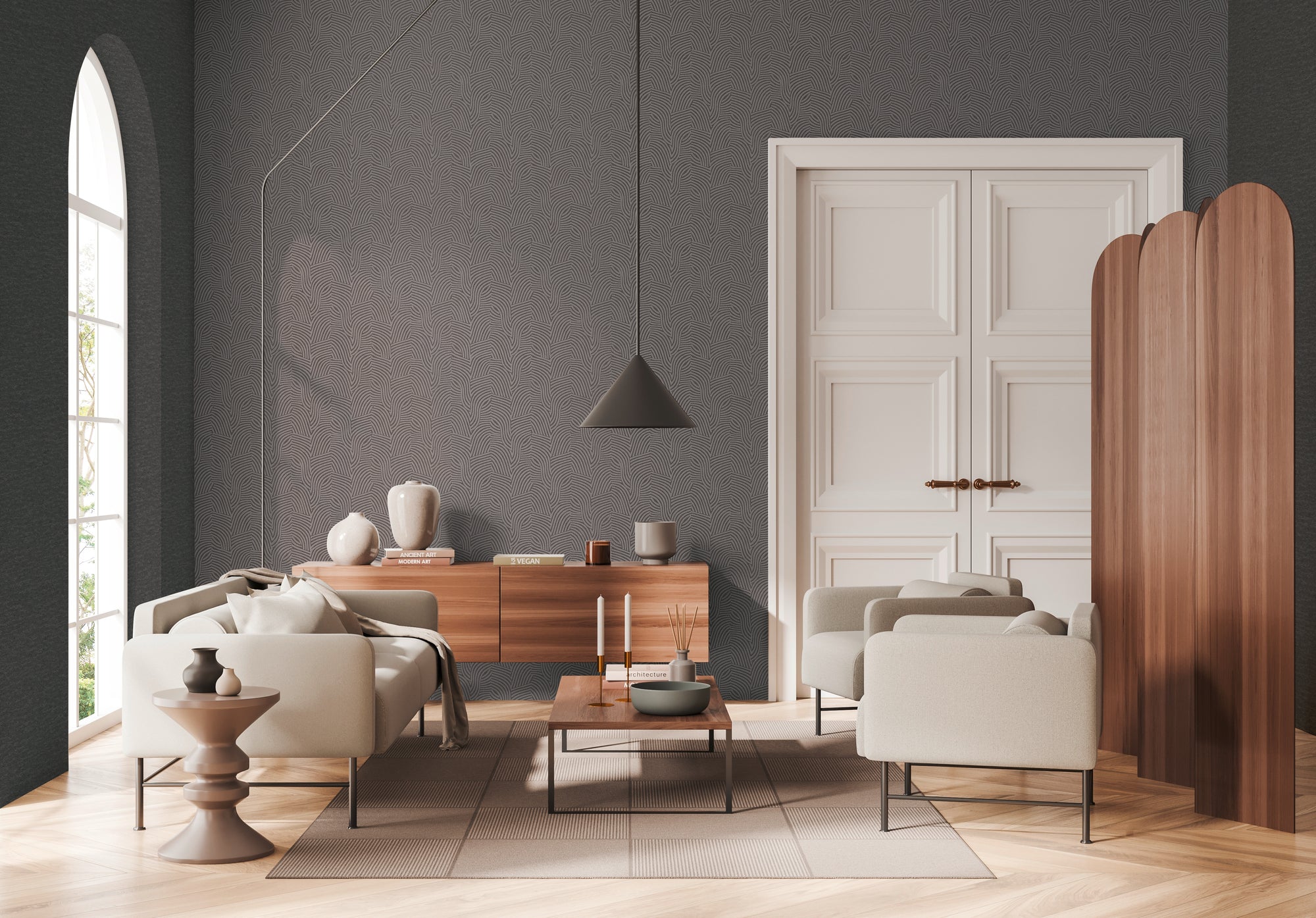 High-quality wallpaper from the Daniel Hechter 7 collection in grey. 