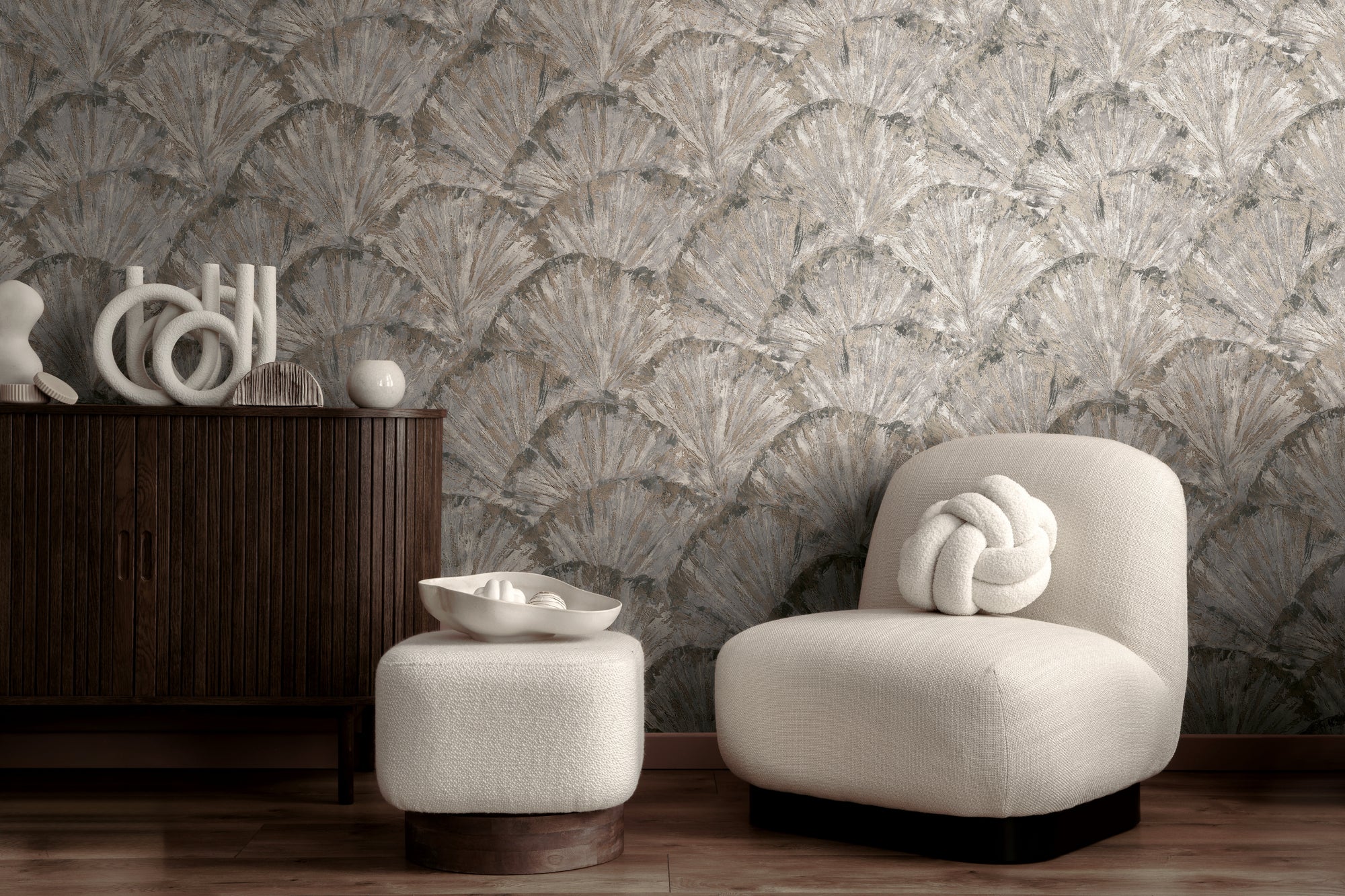 High-Quality Non-Woven Wallpaper Beige Graphic