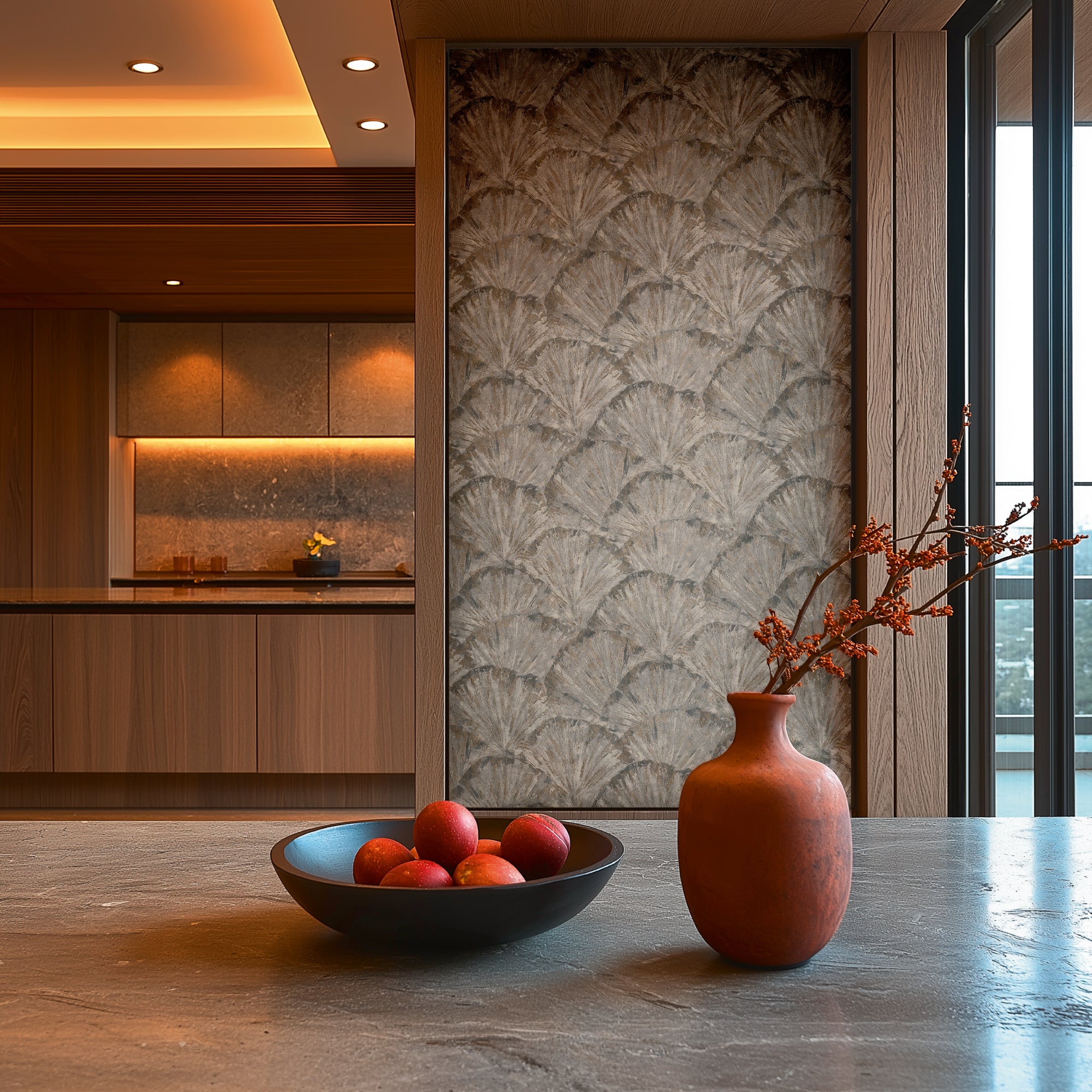High-Quality Non-Woven Wallpaper Beige Graphic