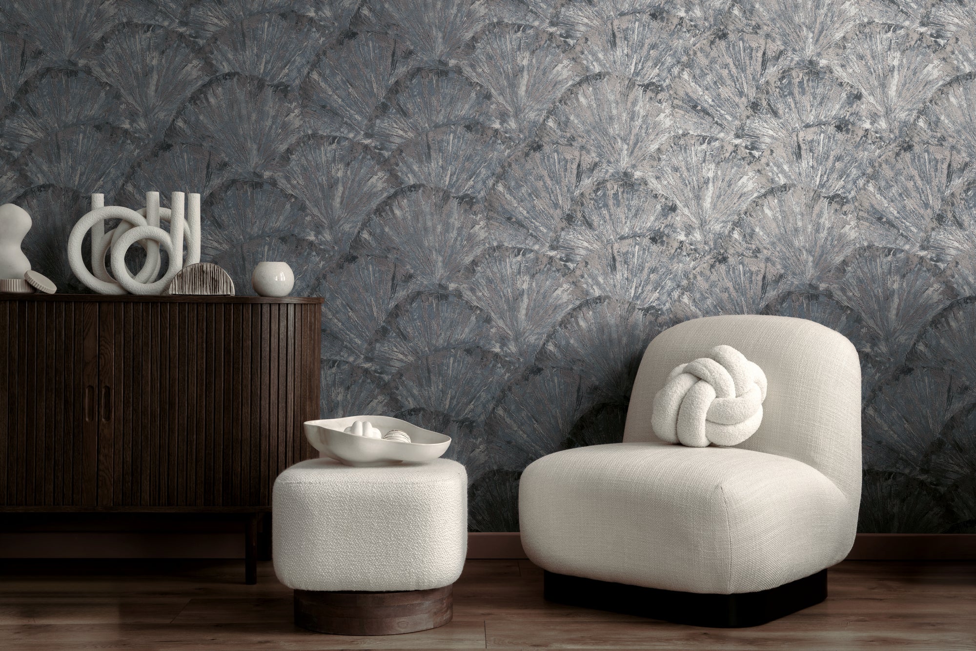 High-Quality Non-Woven Wallpaper Blue Graphic