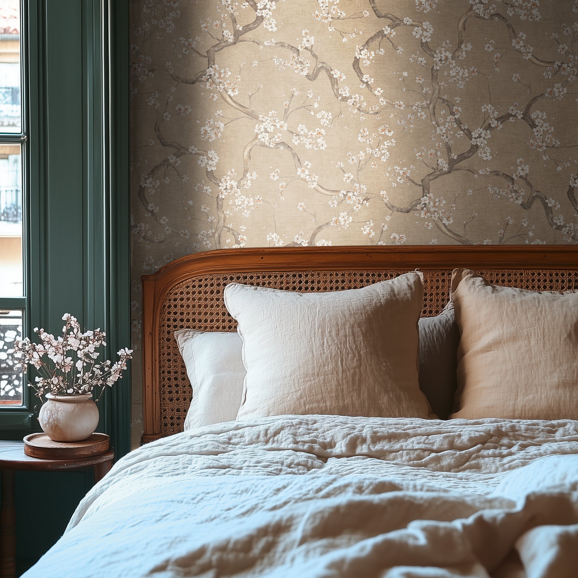 High-Quality Non-Woven Wallpaper Beige Floral