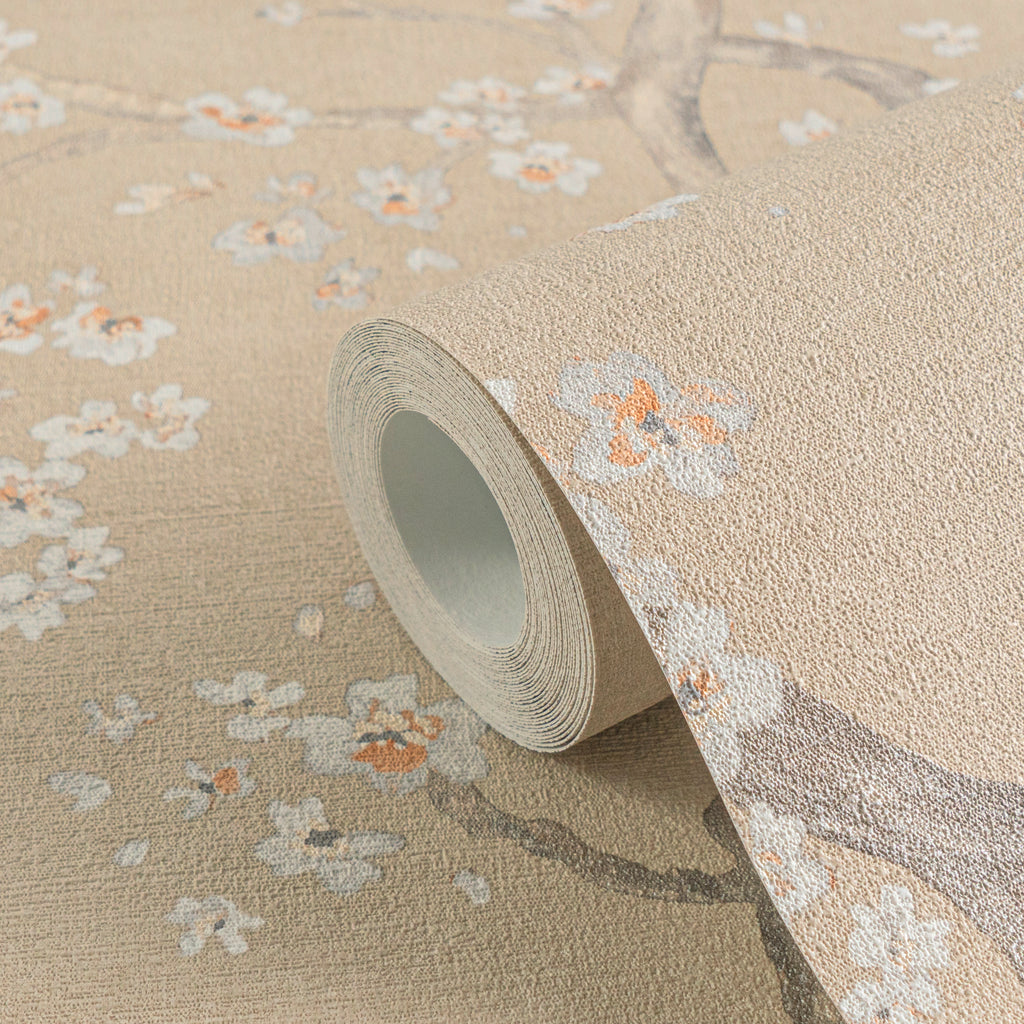 High-Quality Non-Woven Wallpaper Beige Floral