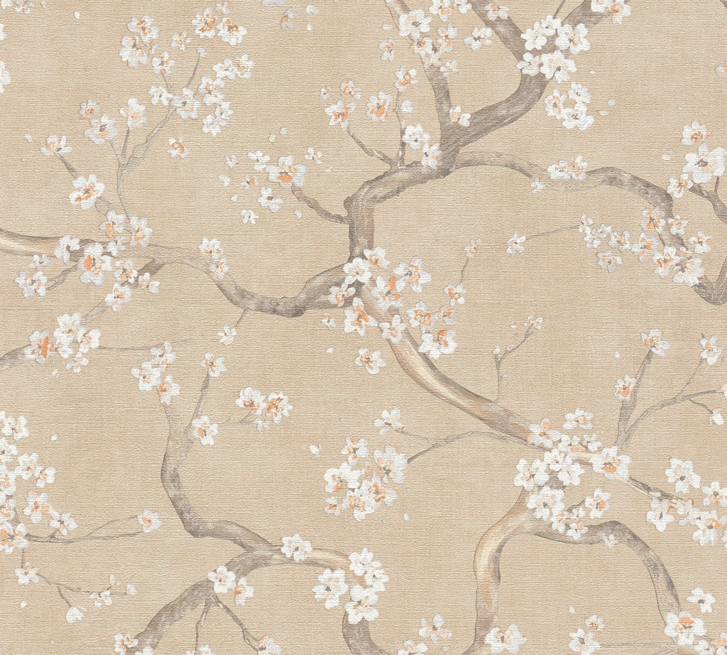 High-Quality Non-Woven Wallpaper Beige Floral